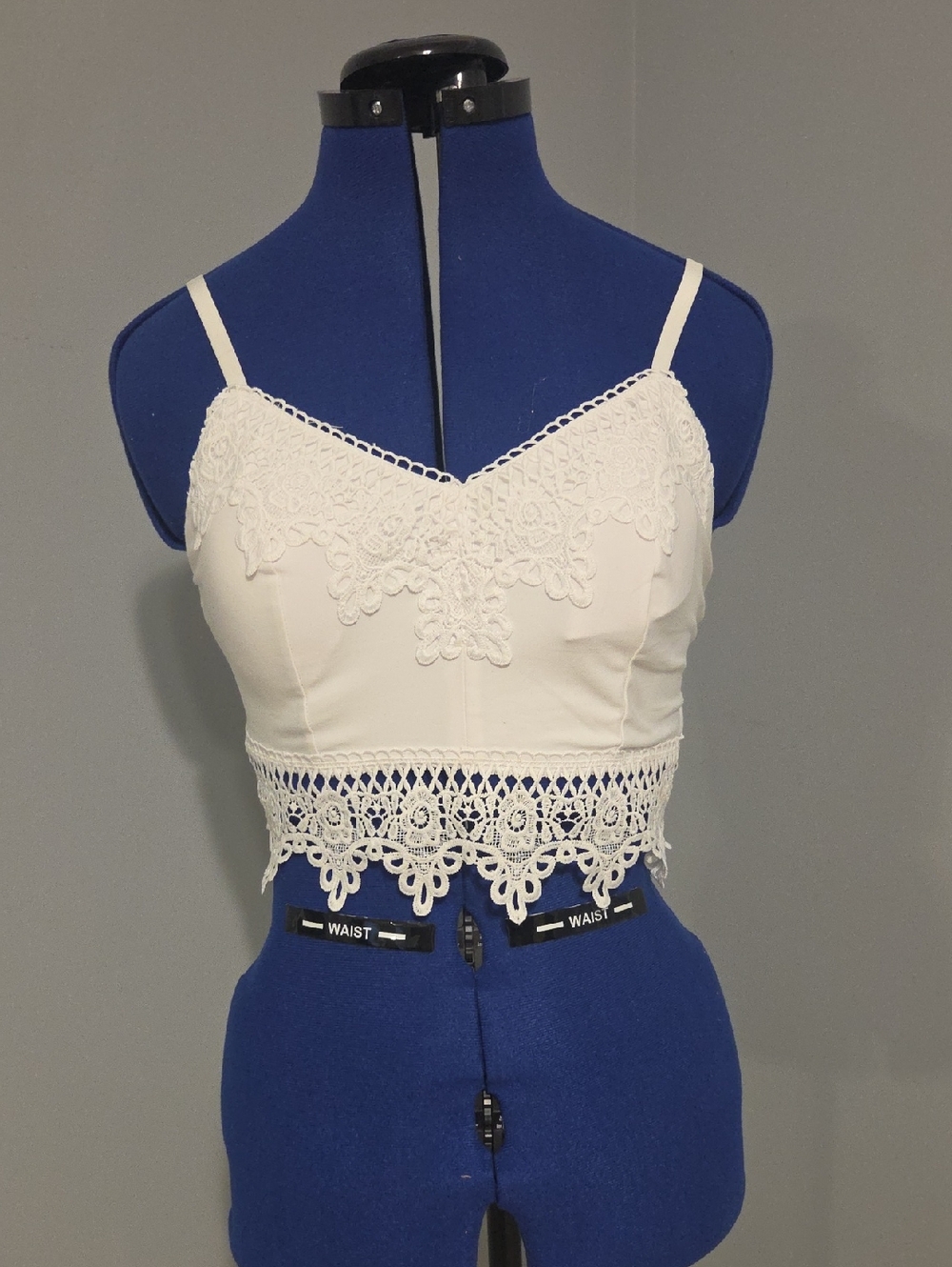 Mudd White Lace-Trim Cropped Camisole Top